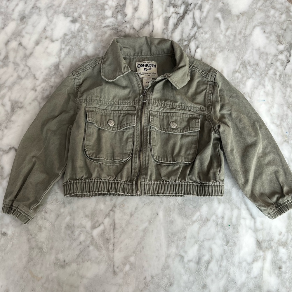 OshKosh B'gosh Kids Green Jean Jacket Utility Style